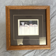 Nancy N.A. Noel My Calf Amish Boy Litho Print Official Embossed Stamp – Framed