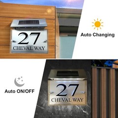 Elegant SOLAR LIGHT LED House Signs Plaques Door Numbers 1 – 9999 street Name