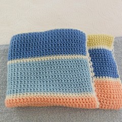 Vintage Handmade Striped Pattern Knit Afghan Throw Blanket 38″ x 62″