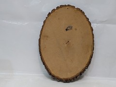 Handmade Wood Slice Wall Plaque Victorian Music Scene Bark Edge as shown