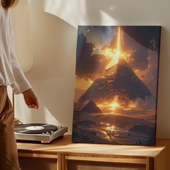 Wall Art Canvas a Glowing Egyptian Pyramid Stands Amidst a Vast Mystical