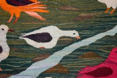 4.5ft Handwoven Bird Tapestry – Colorful Nature Wall Hanging Art – Woven Kilim
