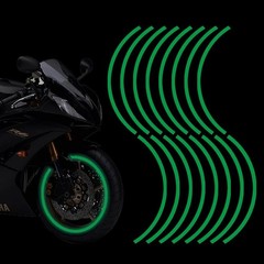 Customizable Reflective Wheel Rim Decals – 16 Pack for 17-19” Vehicles, Green