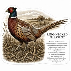 Ring-Necked Pheasant Bird Sticker Decal, Multicolor Animals Birds, Glossy Vinyl