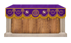 Embroidered Superfrontal Adorned with Golden Fringes for Liturgical Church use