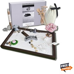 Zen Garden Kit for Desk Meditation Stress Relief Natural Elements Art Decor