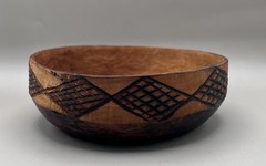 Vintage African diamond-shaped Etched/wood burned finish Wood Bowl