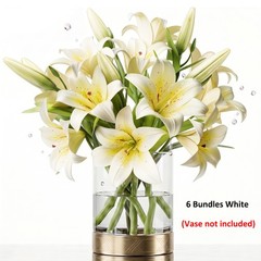 6 Bundles Lily Artificial Flowers Bouquet 13.7″ Long Stems 18 Silk Flowers Heads