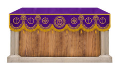 Embroidered Superfrontal Adorned with Golden Fringes for Liturgical Church use