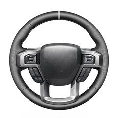 Mewant Hand Stitch Black Faux Leather Steering Wheel Cover For Ford F-150 F-250