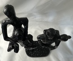Contemporary Metal Sculpture Parents Carrying Children Indoor Decor