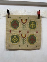 Vintage Beautiful Hand Woven Swedish Scandinavian Wool Weaving Tapestry Cushion