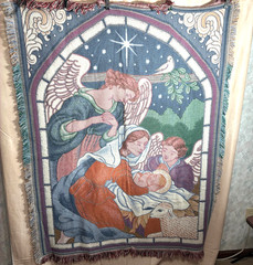 Tapestry Throw Blanket Jesus Mary Guardian Angel Shepherd Sheep 46″ x 60.5″
