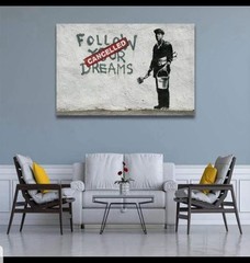 BANKSY “Follow Your Dreams CANCEL” Reproduction on Canvas Ready To Hang 18 X 26