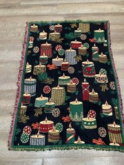 Vintage 1990’s Northwest Company CHRISTMAS CANDLES TAPESTRY THROW 36”x50” USA