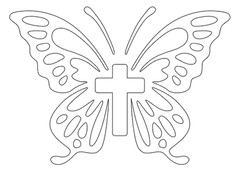 Butterfly Cross – White – Vinyl Decal – Choose Sizes