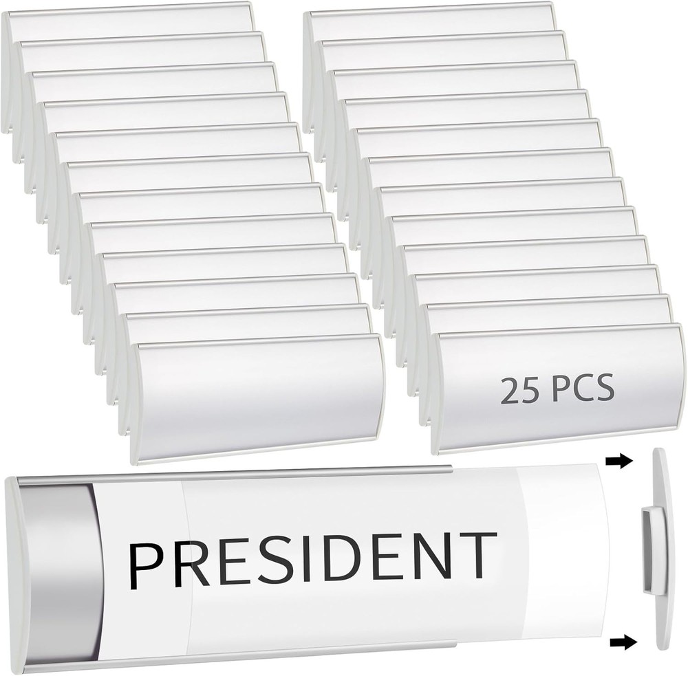 25 Pack Aluminum Name Plate Holders 8×3 Door Wall Office Sign