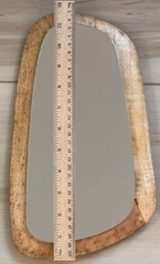 Set of 3 Mid-Century Modern Asymmetrical Framed Wood Beige Wall Mirrors