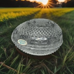 Avon Fostoria Glass Egg Soap Dish Mother’s Day 1977 Collectible Orig Sticker