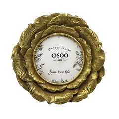 Round Picture Frame 4×4 Antique Gold Floral 6.7″x6.7″ – Tabletop & Wall Decor