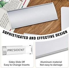 25 Pack Aluminum Name Plate Holders 8×3 Door Wall Office Sign