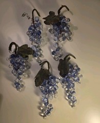 Vintage Lucite Grapes Cluster Clear- Blue Fruit Acrylic Ornaments Decor Lot of 5