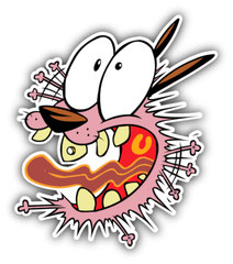 Courage The Cowardly Dog Shouts Cartoon Car Bumper Sticker Decal 5”x 4”