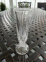 Clear Tall Glass Vase with Fluted Design