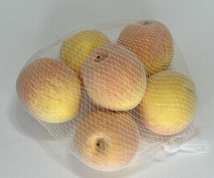 6 Faux Peaches Fuzzy Flocked Lifelike Peach Fruit New in Bag