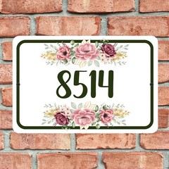 Custom Home Address Sign Floral Design 12″ x 8″ Aluminum House Number Plaque