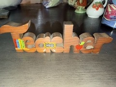 Wood Freestanding Teacher Letter Sign Rustic/Primitive Brown Multicolor