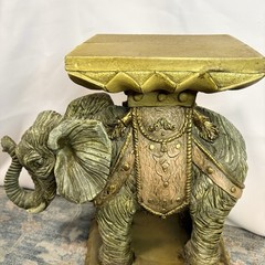 Vintage Hollywood Regency Elephant Plant Stand Table Chinoiserie Resin Gold