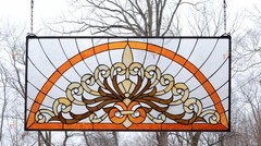 33.5″ x 15.75″ Handcrafted Tiffany Style Stained Glass Window Panel HF36