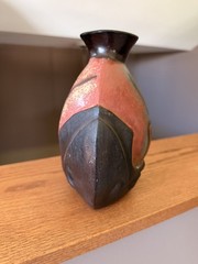 Vintage Chulucanas Peru Pottery Vase 8” Tribal Spider Hand Carved Art Decor