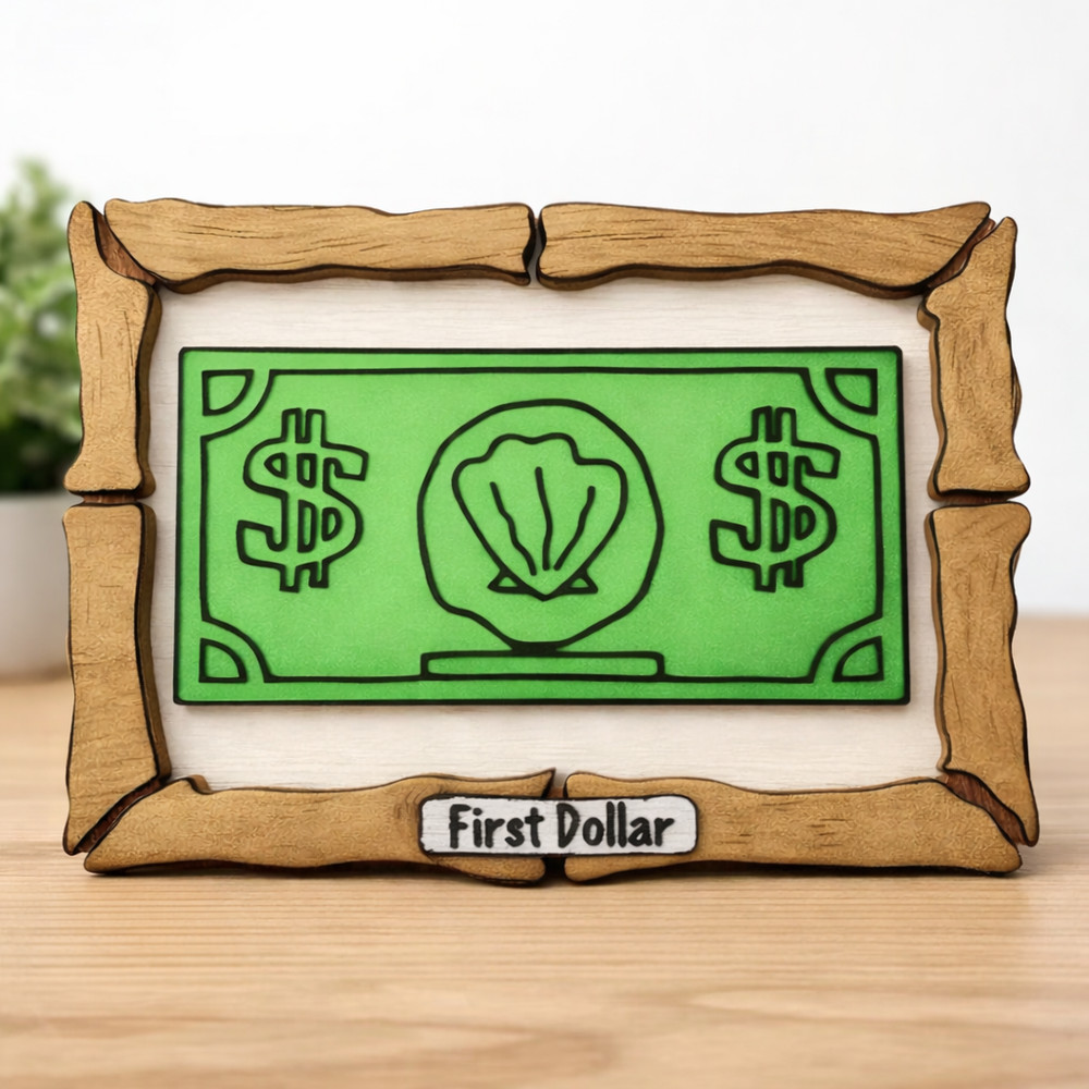 Cartoon Crab First Dollar 3D Printed Desk Sign Fun Office Decor