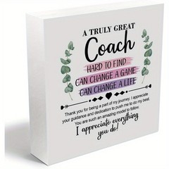 Pink Purple Brush Stroke Coach Appreciation White Wood Sign Home Wall Decor Gift