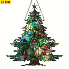 Acrylic Christmas Tree Suncatcher 2D Colorful Hanging Window Decor Festive Gift
