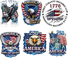 18 Pcs USA 250th Anniversary Stickers Waterproof Vinyl Decals