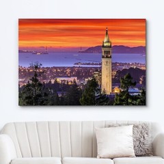 Wall26 View of Purple & Red Sunset Over San Francisco Bay Canvas Print Wall Art
