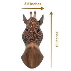Hand Carving Wood Mask Wall Art Decor Hanger 10 inches Set 01 Giraffes Antelopes