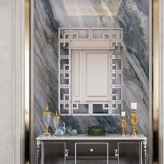 Elegant Wall Mirror with Beveled Geometric Mirror HD Horizontal/Vertical Hanging