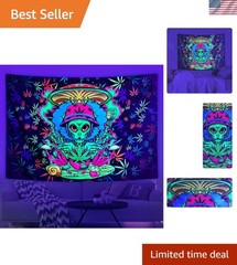 Stunning Blacklight Tapestry – 60×50 in Trippy Marijuana Leaf for Bedroom Decor