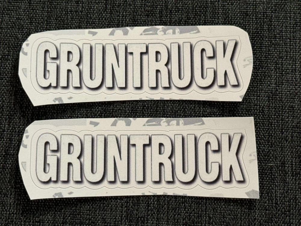 Lot (2) GRUNTRUCK 5/8″ x 2 1/4″ Band Logo STICKERS Gray FAST! FREE SHIP!
