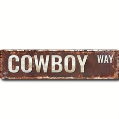 Vintage Cowboy Way Metal Sign Rustic Western Decor Retro Bar Man Cave Wall Art