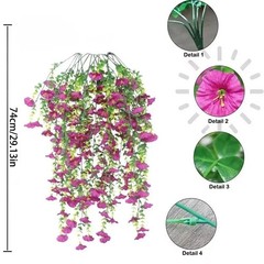 2PCS Artificial Morning Glory Vines UV Resistant Hanging Flowers Outdoor Decor*