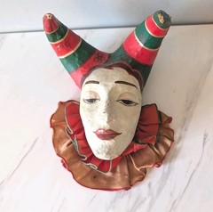 Vintage Paper Mache Venetian Jester Mask Wall Art