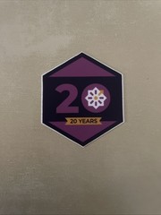 CentOS Logo 20 Years Text Hexagon Sticker Purple/Black Tech Software
