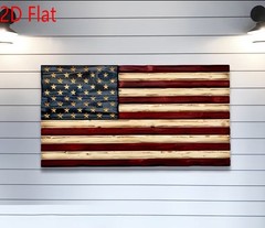 American Flag Wall Hanger Rustic Wood Look 2D Distressed Patriotic Farmhouse