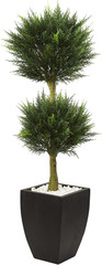 4.5Ft UV Resistant Cypress Topiary in Elegant Black Planter for Indoor/Outdoor U