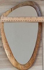 Set of 3 Mid-Century Modern Asymmetrical Framed Wood Beige Wall Mirrors